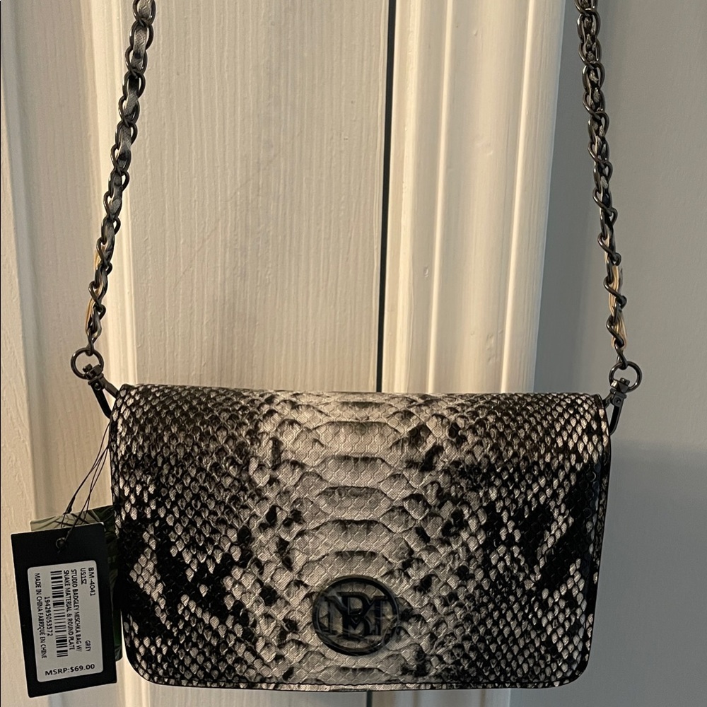 Badgley Mischka Gray Snake Pattern Bag